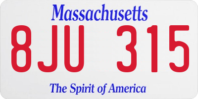 MA license plate 8JU315