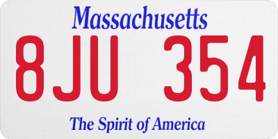 MA license plate 8JU354