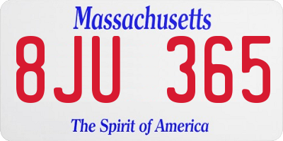 MA license plate 8JU365