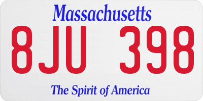 MA license plate 8JU398