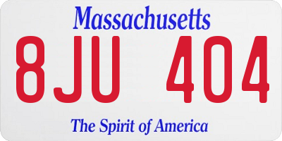 MA license plate 8JU404