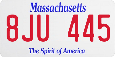 MA license plate 8JU445