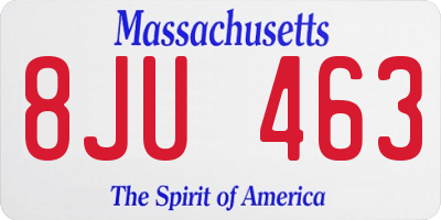 MA license plate 8JU463