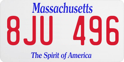 MA license plate 8JU496