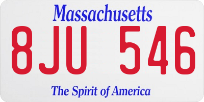 MA license plate 8JU546