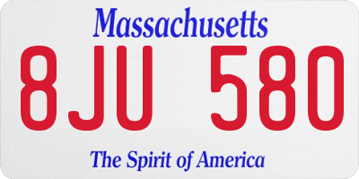 MA license plate 8JU580