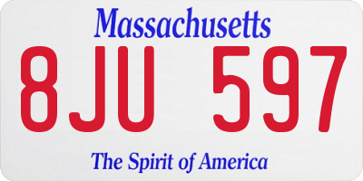 MA license plate 8JU597