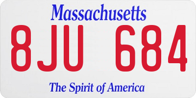 MA license plate 8JU684