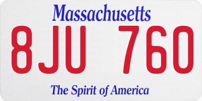 MA license plate 8JU760