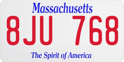 MA license plate 8JU768