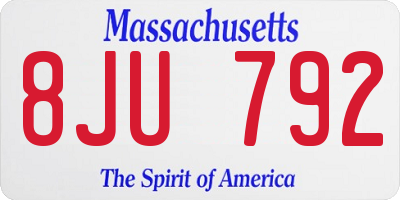 MA license plate 8JU792