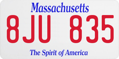 MA license plate 8JU835