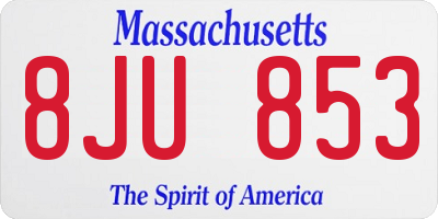 MA license plate 8JU853