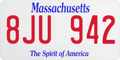 MA license plate 8JU942