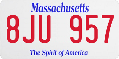 MA license plate 8JU957