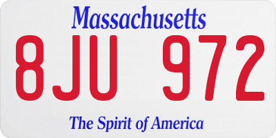 MA license plate 8JU972
