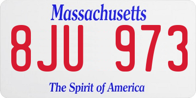 MA license plate 8JU973