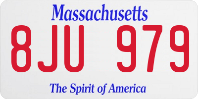 MA license plate 8JU979