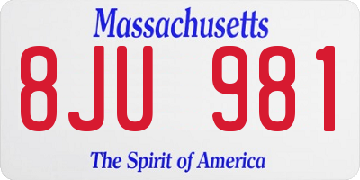MA license plate 8JU981