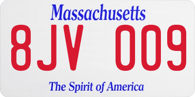 MA license plate 8JV009