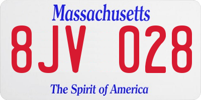 MA license plate 8JV028