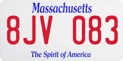 MA license plate 8JV083