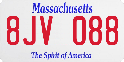 MA license plate 8JV088