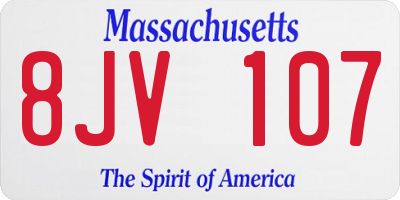 MA license plate 8JV107