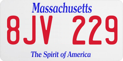 MA license plate 8JV229