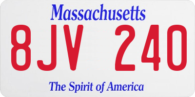 MA license plate 8JV240