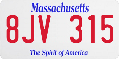 MA license plate 8JV315