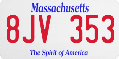MA license plate 8JV353