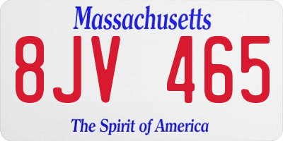 MA license plate 8JV465