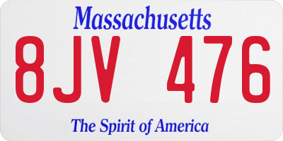 MA license plate 8JV476