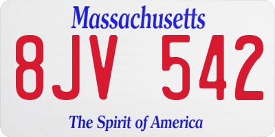 MA license plate 8JV542
