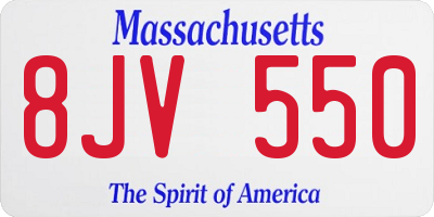 MA license plate 8JV550