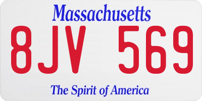 MA license plate 8JV569
