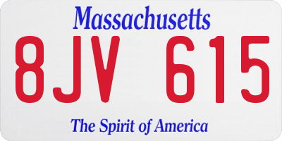 MA license plate 8JV615