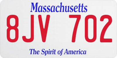 MA license plate 8JV702
