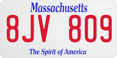 MA license plate 8JV809