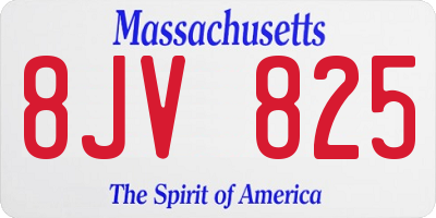 MA license plate 8JV825
