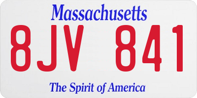MA license plate 8JV841