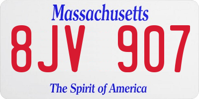 MA license plate 8JV907