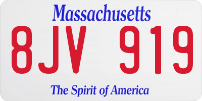 MA license plate 8JV919