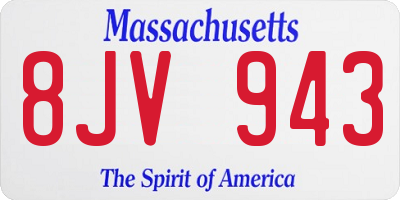 MA license plate 8JV943