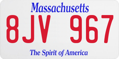 MA license plate 8JV967