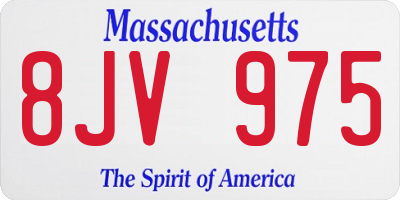 MA license plate 8JV975