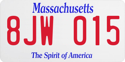 MA license plate 8JW015