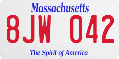 MA license plate 8JW042