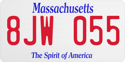 MA license plate 8JW055